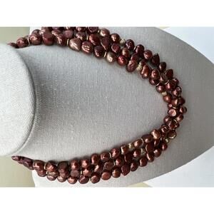 Multi-Strand Red Painted Stone Necklace